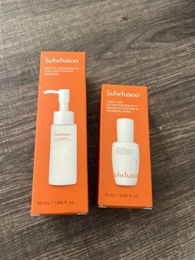 Sulwhasoo 1.69 oz gentle cleansing oil and .50 first care activating serum